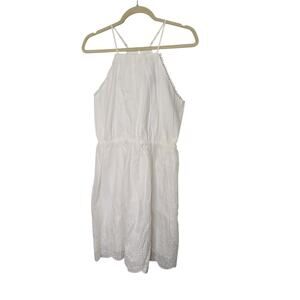 Francescas Blue Rain White Cotton Halter Mini Dress Wedding Beach Size Medium